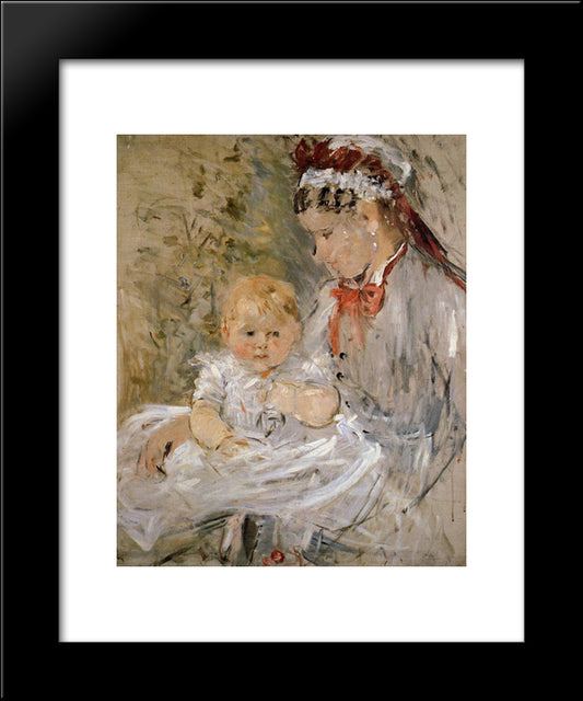 Julie Manet And Her Nurse 20x24 Black Modern Wood Framed Art Print Poster by Morisot, Berthe