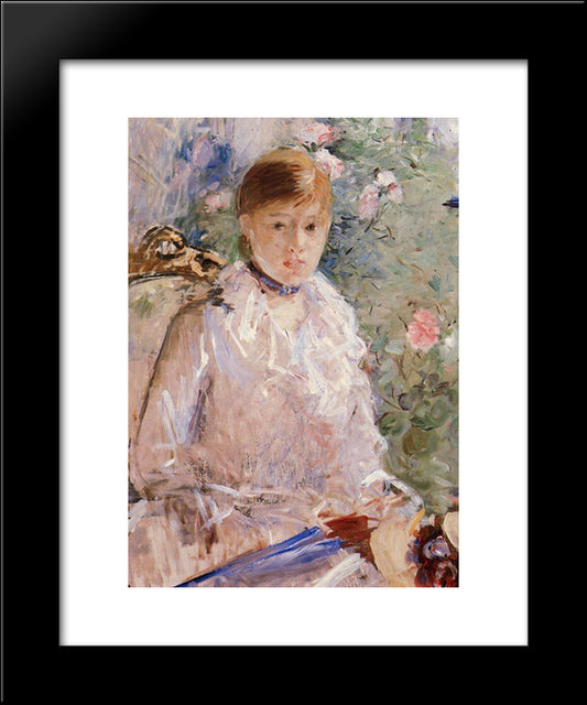 Portrait Of A Young Lady 20x24 Black Modern Wood Framed Art Print Poster by Morisot, Berthe