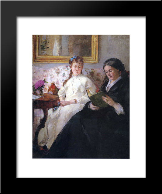 Portrait Of The Artist'S Mother And Sister 20x24 Black Modern Wood Framed Art Print Poster by Morisot, Berthe
