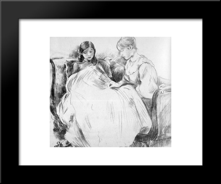The Seamstress Sun 20x24 Black Modern Wood Framed Art Print Poster by Morisot, Berthe