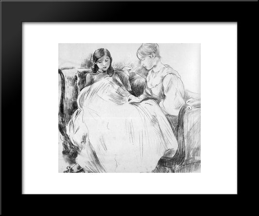 The Seamstress Sun 20x24 Black Modern Wood Framed Art Print Poster by Morisot, Berthe