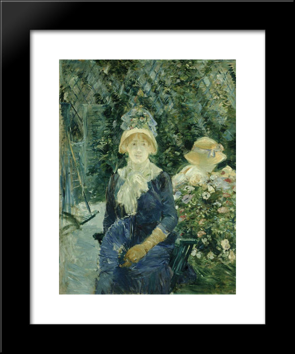Woman In A Garden 20x24 Black Modern Wood Framed Art Print Poster by Morisot, Berthe