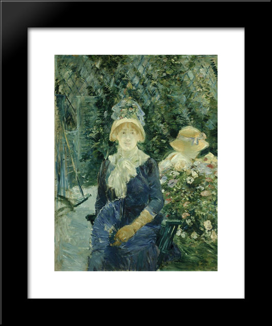 Woman In A Garden 20x24 Black Modern Wood Framed Art Print Poster by Morisot, Berthe