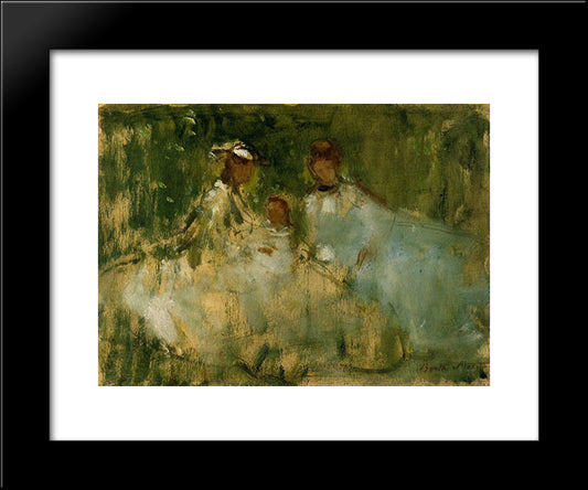 Women And Little Girls In A Natural Setting 20x24 Black Modern Wood Framed Art Print Poster by Morisot, Berthe