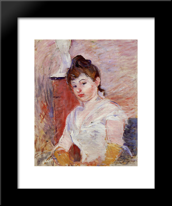Young Girl In White 20x24 Black Modern Wood Framed Art Print Poster by Morisot, Berthe