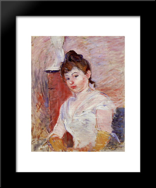 Young Girl In White 20x24 Black Modern Wood Framed Art Print Poster by Morisot, Berthe