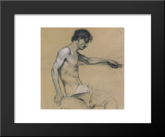 Male Nude Study 20x24 Black Modern Wood Framed Art Print Poster by Moser, Koloman