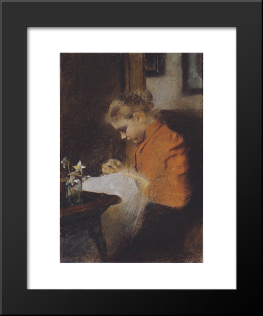 Leopoldine Steindl-Moser, Eine Schwester Des Kunstlers, Nahend 20x24 Black Modern Wood Framed Art Print Poster by Moser, Koloman