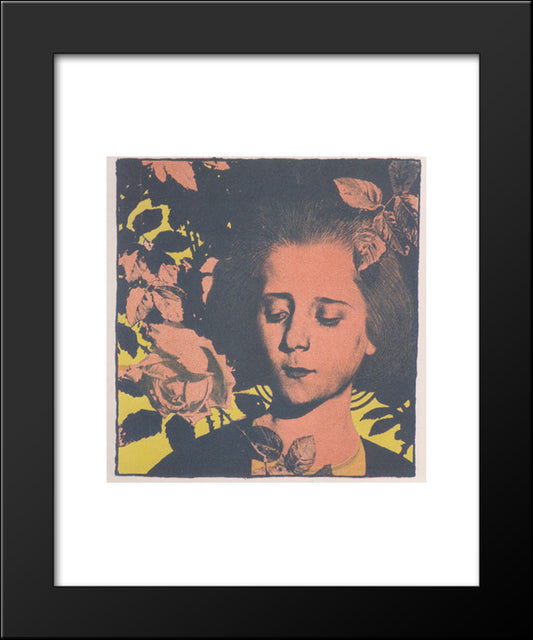 Girl In Rose 20x24 Black Modern Wood Framed Art Print Poster by Moser, Koloman