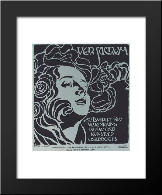 Girl'S Head. Cover Design Ver Sacrum, 204, 1899 20x24 Black Modern Wood Framed Art Print Poster by Moser, Koloman