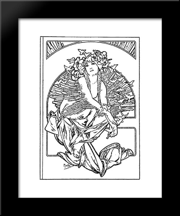 Coverage For The Volume Of Grandmothers Songs 20x24 Black Modern Wood Framed Art Print Poster by Mucha, Alphonse