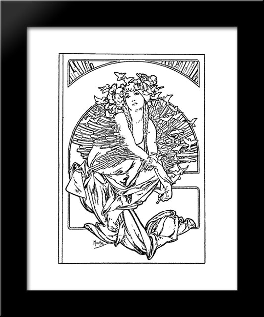 Coverage For The Volume Of Grandmothers Songs 20x24 Black Modern Wood Framed Art Print Poster by Mucha, Alphonse
