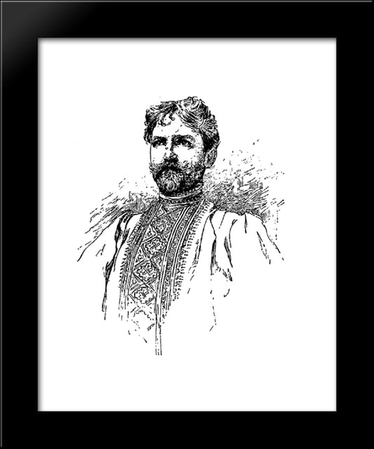 Portrait Of Mucha By Itself 20x24 Black Modern Wood Framed Art Print Poster by Mucha, Alphonse