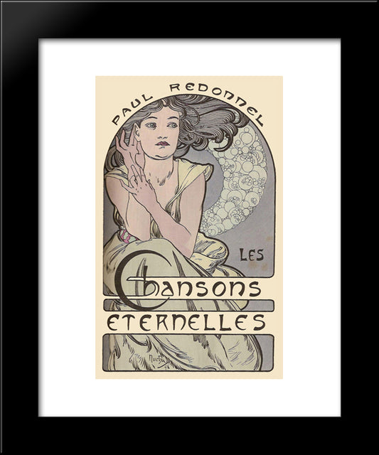 Cover For The Book'S Timeless Songs Of Paul Redonnel 20x24 Black Modern Wood Framed Art Print Poster by Mucha, Alphonse