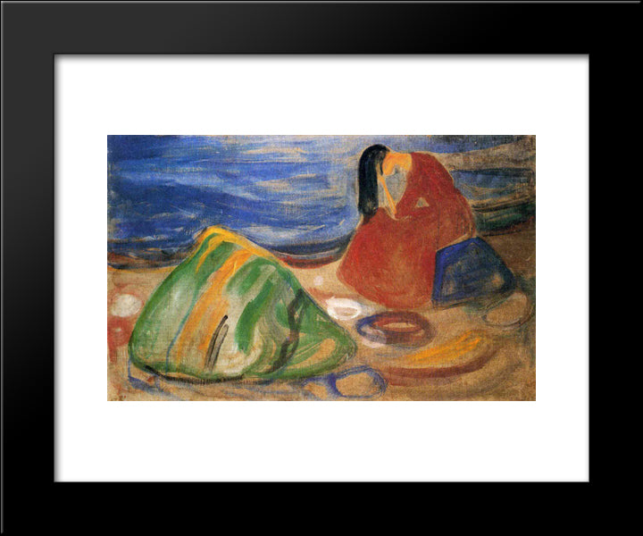 Melancholy 20x24 Black Modern Wood Framed Art Print Poster by Munch, Edvard