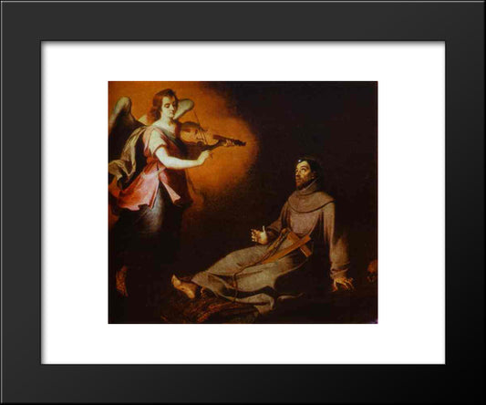 Vision To St. Francis 20x24 Black Modern Wood Framed Art Print Poster by Murillo, Bartolome Esteban