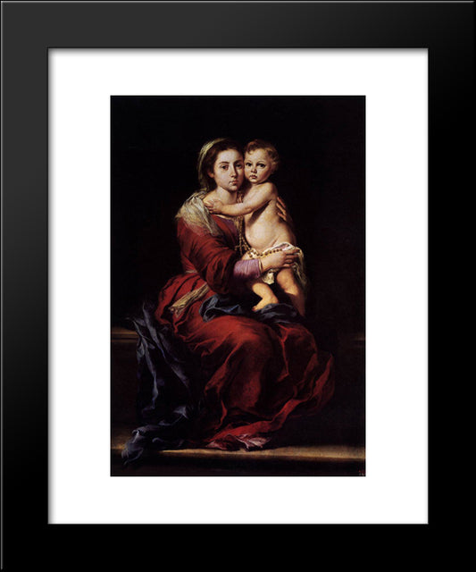 The Virgin Of The Rosary 20x24 Black Modern Wood Framed Art Print Poster by Murillo, Bartolome Esteban