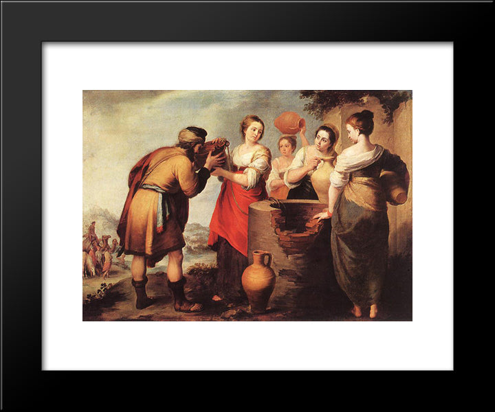 Rebecca And Eliezer 20x24 Black Modern Wood Framed Art Print Poster by Murillo, Bartolome Esteban