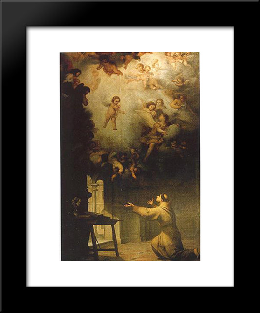 Vision Of St. Anthony Of Padua 20x24 Black Modern Wood Framed Art Print Poster by Murillo, Bartolome Esteban