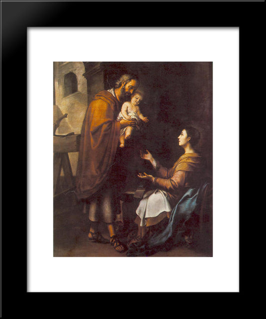 The Holy Family 20x24 Black Modern Wood Framed Art Print Poster by Murillo, Bartolome Esteban