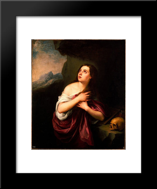 Penitent Magdalene 20x24 Black Modern Wood Framed Art Print Poster by Murillo, Bartolome Esteban
