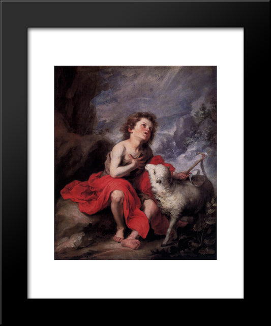 St. John The Baptist As A Child 20x24 Black Modern Wood Framed Art Print Poster by Murillo, Bartolome Esteban