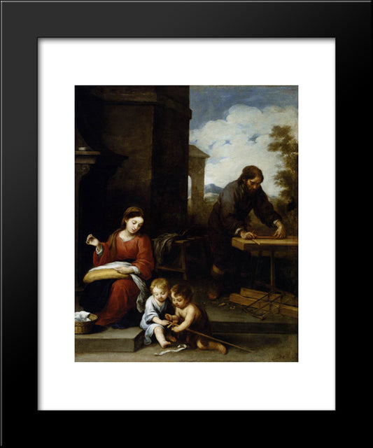 The Holy Family With The Infant St. John The Baptist 20x24 Black Modern Wood Framed Art Print Poster by Murillo, Bartolome Esteban