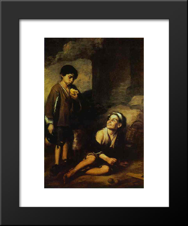 Two Peasant Boys 20x24 Black Modern Wood Framed Art Print Poster by Murillo, Bartolome Esteban