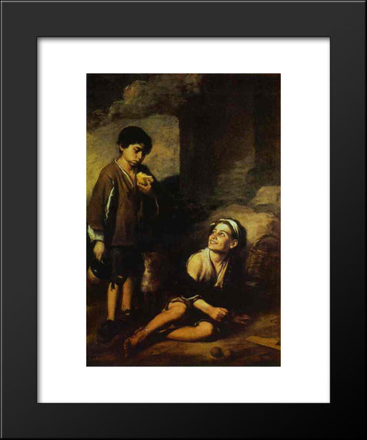 Two Peasant Boys 20x24 Black Modern Wood Framed Art Print Poster by Murillo, Bartolome Esteban