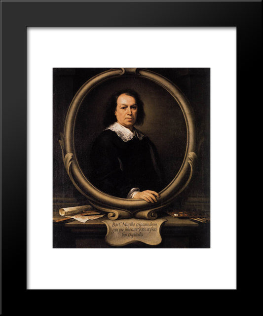 Self Portrait 20x24 Black Modern Wood Framed Art Print Poster by Murillo, Bartolome Esteban