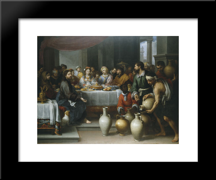 The Marriage Feast At Cana 20x24 Black Modern Wood Framed Art Print Poster by Murillo, Bartolome Esteban