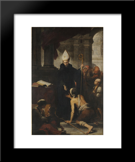 Thomas Of Villanova Giving Alms To The Poors 20x24 Black Modern Wood Framed Art Print Poster by Murillo, Bartolome Esteban