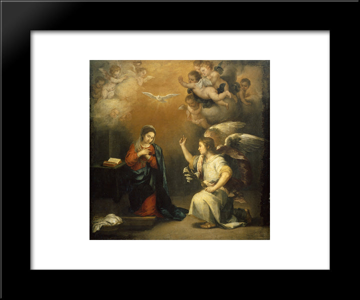 The Annunciation 20x24 Black Modern Wood Framed Art Print Poster by Murillo, Bartolome Esteban