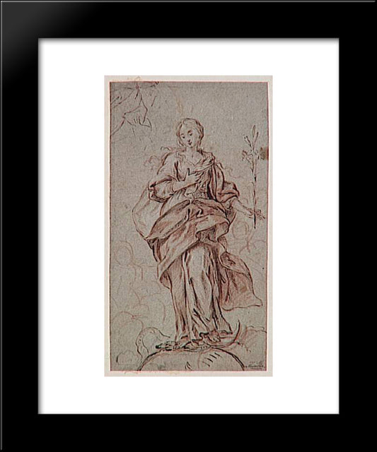 The Immaculate Conception And Heads Outlined 20x24 Black Modern Wood Framed Art Print Poster by Murillo, Bartolome Esteban