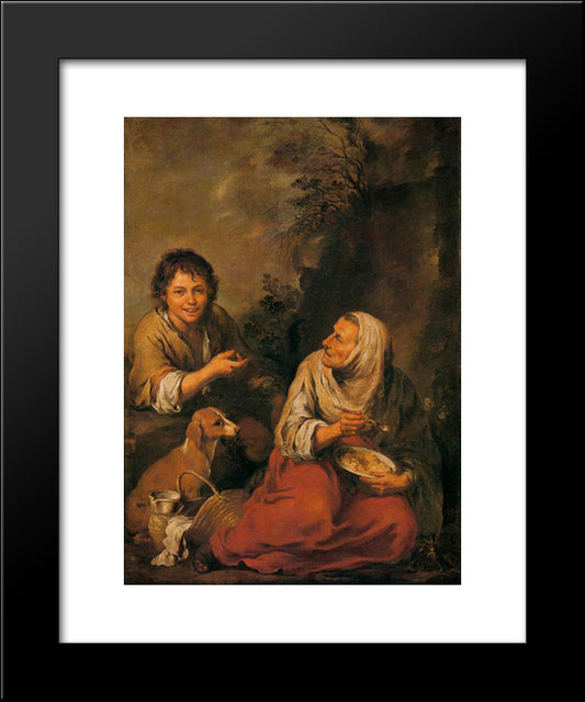 Peasant Woman And A Boy 20x24 Black Modern Wood Framed Art Print Poster by Murillo, Bartolome Esteban