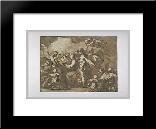 Saint Francis And Angels 20x24 Black Modern Wood Framed Art Print Poster by Murillo, Bartolome Esteban