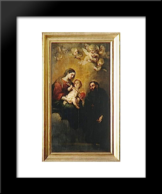 St. Augustine With The Virgin And Child 20x24 Black Modern Wood Framed Art Print Poster by Murillo, Bartolome Esteban