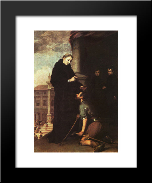 St. Thomas Of Villanueva Distributing Alms 20x24 Black Modern Wood Framed Art Print Poster by Murillo, Bartolome Esteban