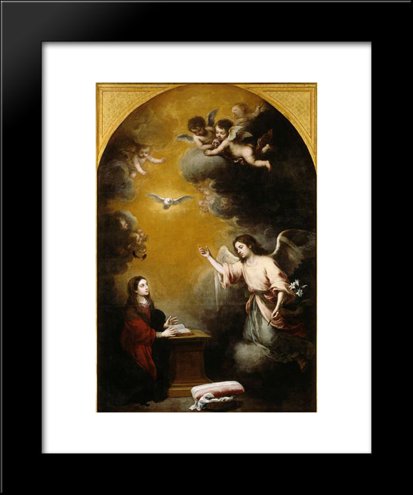 The Annunciation 20x24 Black Modern Wood Framed Art Print Poster by Murillo, Bartolome Esteban