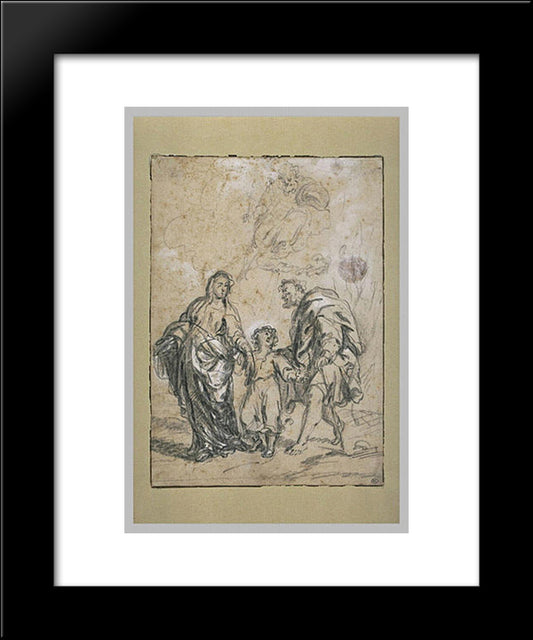 The Infant Jesus, Between The Virgin And St. Joseph 20x24 Black Modern Wood Framed Art Print Poster by Murillo, Bartolome Esteban
