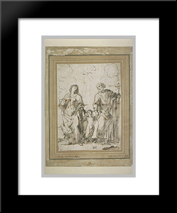 The Infant Jesus, Between The Virgin And St. Joseph 20x24 Black Modern Wood Framed Art Print Poster by Murillo, Bartolome Esteban
