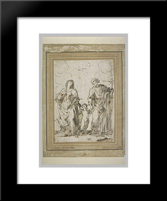 The Infant Jesus, Between The Virgin And St. Joseph 20x24 Black Modern Wood Framed Art Print Poster by Murillo, Bartolome Esteban