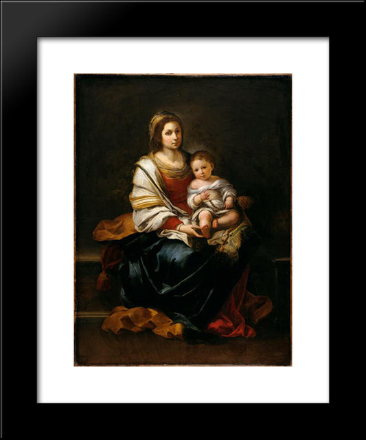The Madonna Of The Rosary 20x24 Black Modern Wood Framed Art Print Poster by Murillo, Bartolome Esteban