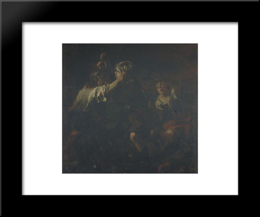 Two Kids Are Fighting 20x24 Black Modern Wood Framed Art Print Poster by Murillo, Bartolome Esteban