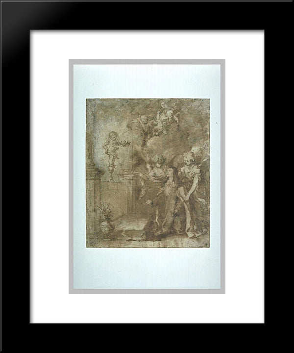 Vision Of A Nun 20x24 Black Modern Wood Framed Art Print Poster by Murillo, Bartolome Esteban
