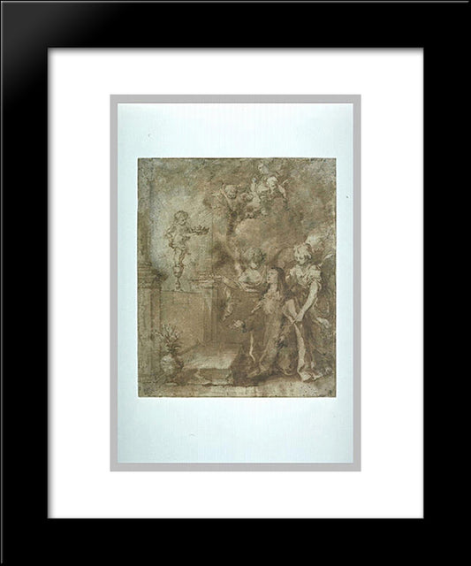 Vision Of A Nun 20x24 Black Modern Wood Framed Art Print Poster by Murillo, Bartolome Esteban