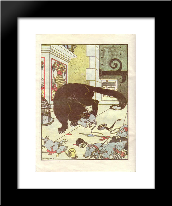 Illustration For The Book 'How Mice Buried The Cat' By Zhukovsky 20x24 Black Modern Wood Framed Art Print Poster by Narbut, Heorhiy