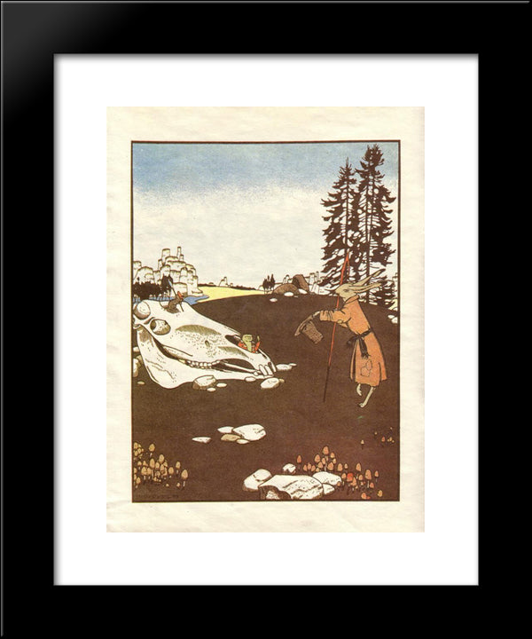 Illustration. 'Fairy Tales: Teremok. Mizgir'. 20x24 Black Modern Wood Framed Art Print Poster by Narbut, Heorhiy