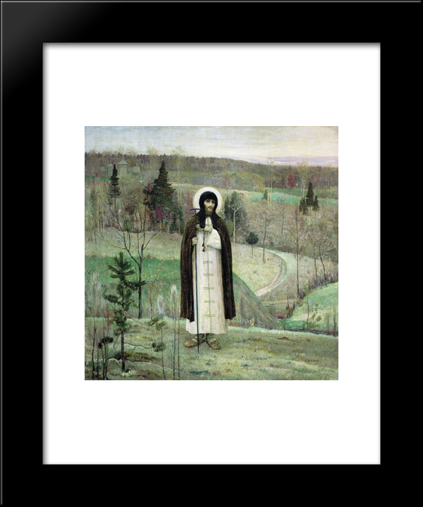 Venerable Sergius Of Radonezh 20x24 Black Modern Wood Framed Art Print Poster by Nesterov, Mikhail