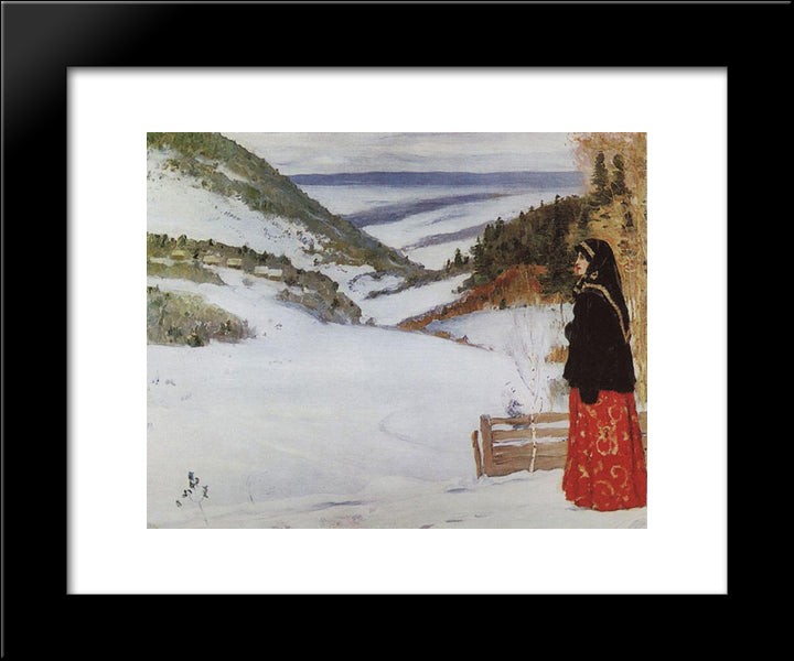 Winter In Skit 20x24 Black Modern Wood Framed Art Print Poster by Nesterov, Mikhail